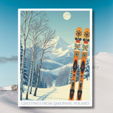 zakopane poland ski vacation retro postinvitations