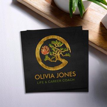 zen enso circle and bonsai tree mosaic square business invitations