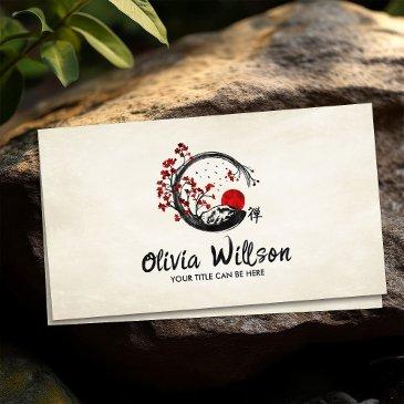 zen enso circle sakura tree sun business invitations