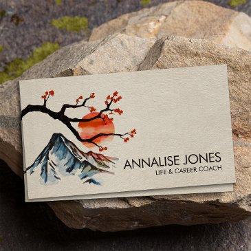 zen serenity landscape - sakura mountain sunset business invitations